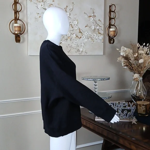 Victoria's Secret Angel Rhinestones Logo Women's Black Fleece Sweatshirt. Size M - Picture 9 of 17